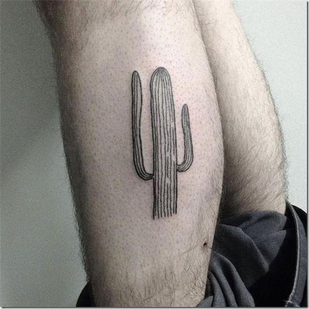 tatuaje-de-cactus-blanco-y-negro-en-la-pierna