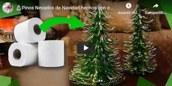 Árvore de Natal para fazer com reciclagem com rolo de papel