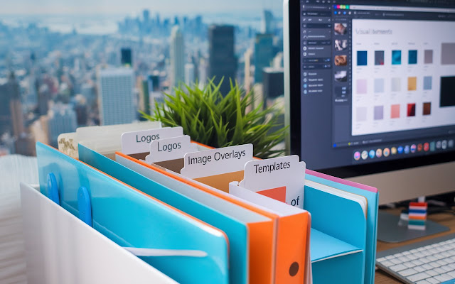Building a visual content library with brand assets on AI tools like Snappa and Easil.