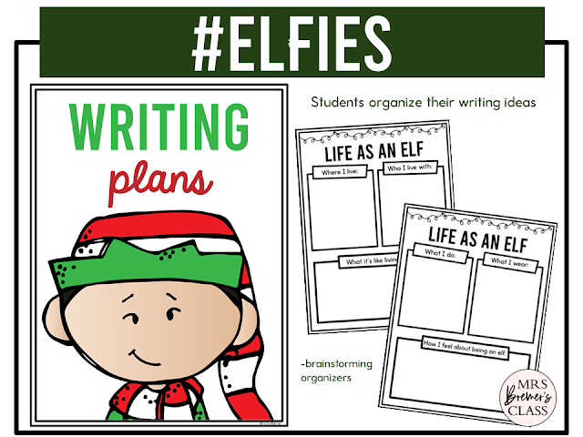 Elfies All About Me as an Elf Craft and writing activity for Christmas in Kindergarten, First Grade, and Second Grade