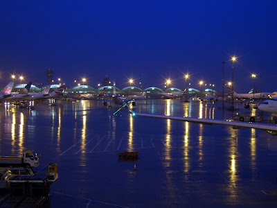 Hong Kong International Airport at nighttime