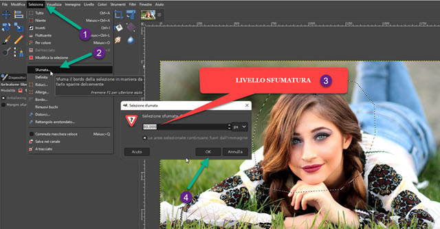 impostare il livello di sfumatura nella foto