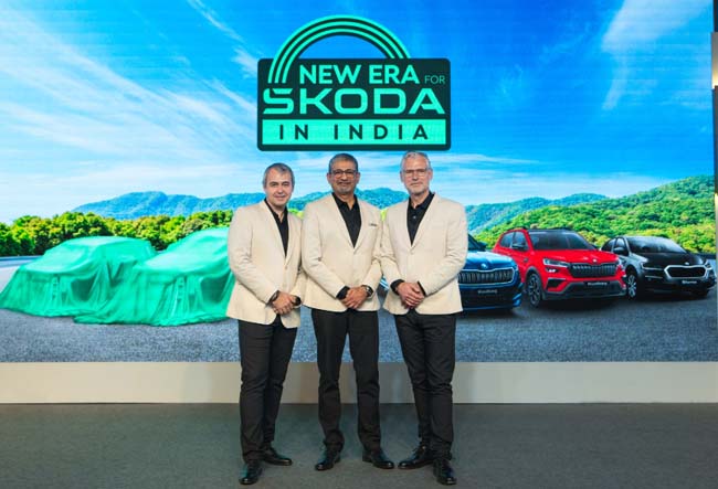 New Era for Škoda in India-(L-R) Petr Janeba, Brand Director Škoda Auto India, Piyush Arora, Managing Director and CEO SAVWIPL and Jan Bures, Executive Director, Sales Marketing and Digital, SAVWIPL