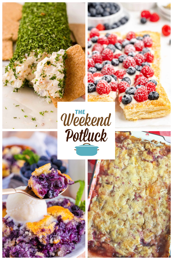 A virtual recipe swap with Shrimp Dip Log, Berry Puff Pastry Tart, Easy Blueberry Cobbler, Sugar Cookie Peach Cobbler and dozens more!