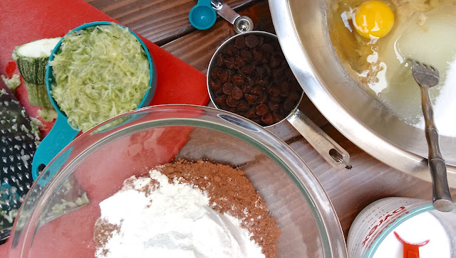 Ingredients for Chocolate Squash Banana Snack Cake