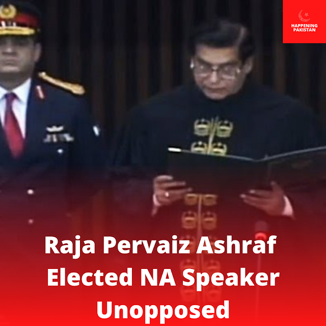 NA Speaker Elected Unopposed: Raja Pervaiz Ashraf the new Speaker