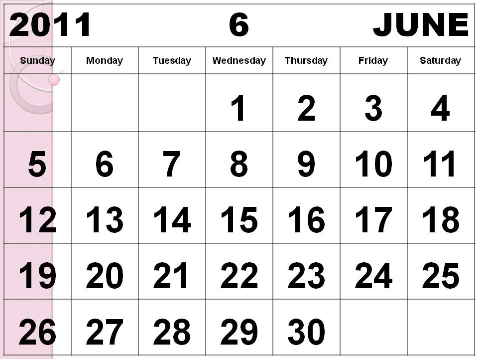 june 2011 calendar print. June 2011 Calendar printable