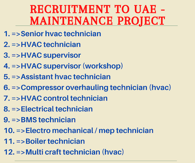 Recruitment to UAE - Maintenance project