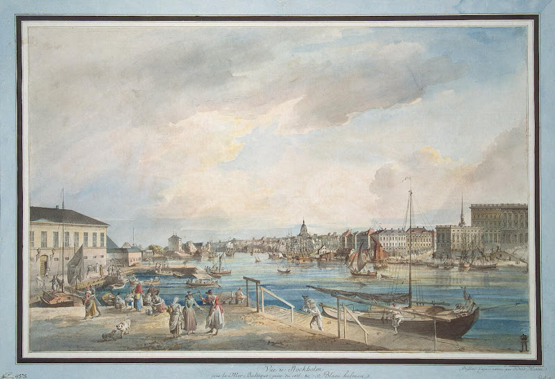 View of Stockholm from Blasii-Holmen, at the Outlet to the Baltic Sea by Johann Fredrik Martin - Landscape Drawings from Hermitage Museum