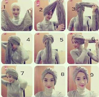 Tutorial Hijab Turban Simple dengan Gambar