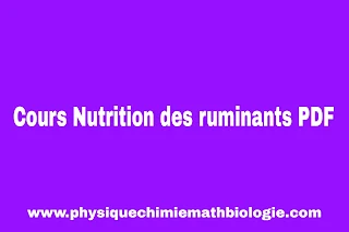 Cours Nutrition des ruminants PDF