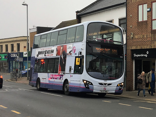 Lowestoft's Volvo B9 36215 BJ12VWX on a X11 Belton to Norwich service