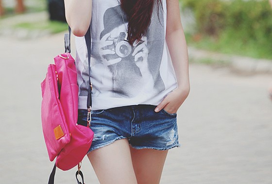 Cute Girl Jean Shorts Image