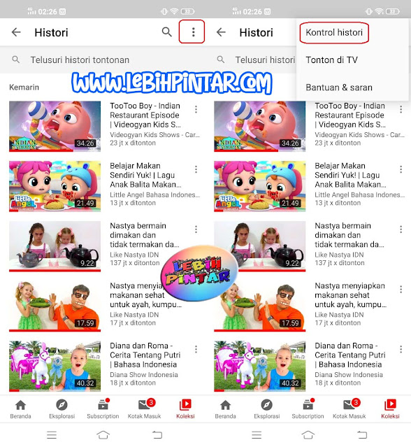 cara menghapus histori pencarian video youtube dari hp handphone