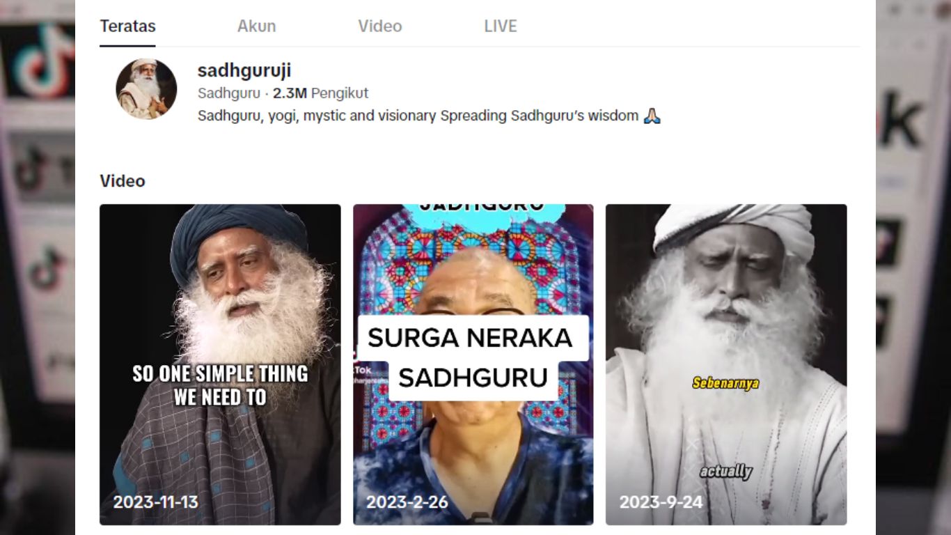 Akun TikTok Motivasi @Sadhguru