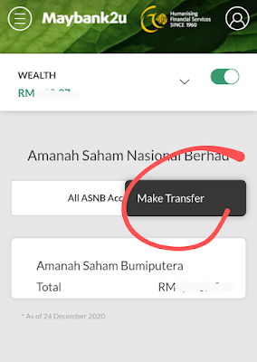 transfer wang daripada Maybank ke ASNB