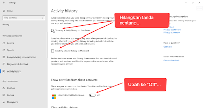 cara menonaktifkan timeline, mematikan timeline windows 10