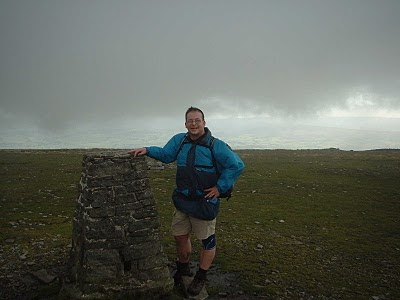 On the top of Ingleborough - the last summit on the Yorkshire Three Peaks Challenge