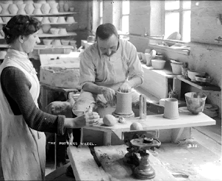 In a potbank the baller prepares a ball of clay for thrower to make a pot at his wheel