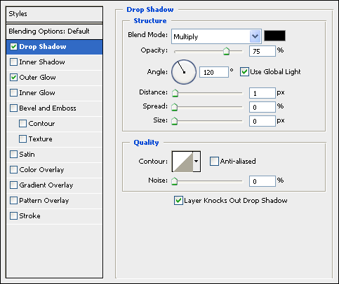 effek drop shadow