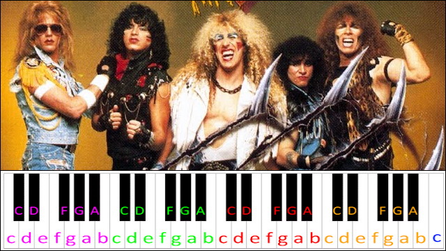 We're Not Gonna Take It by Twisted Sister Piano / Keyboard Easy Letter Notes for Beginners