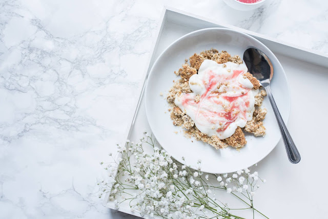 Treacle Granola with Rhubarb Compote & Yogurt