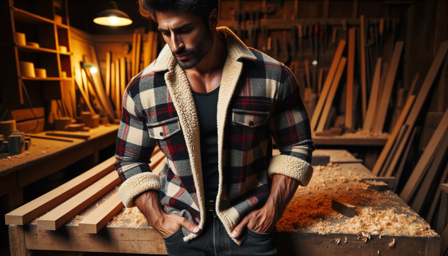 Sherpa-Lined Flannel Shirt