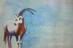 "Scimitar Oryx" watercolor painting by Oryx Ink