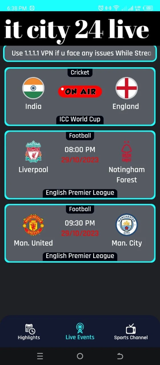 Live Football - Live Cricket - Live Tv App Download