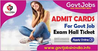 Admit Card For Govt Job - Exam Hall Ticket