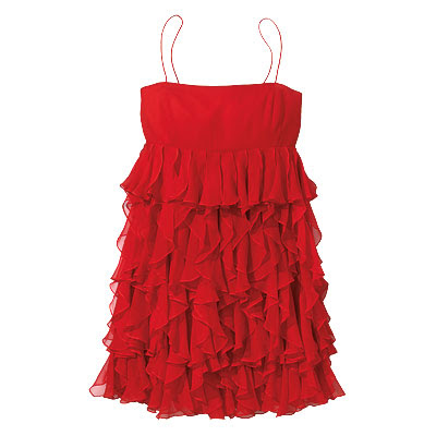 Chiffon Tea Length Ruffled Hem Cocktail Dress