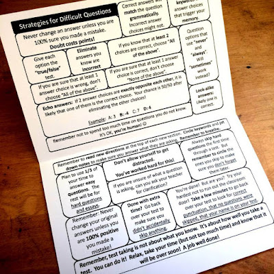 Tips for Staying Confident While Taking Tests including a free test-taking tips foldable