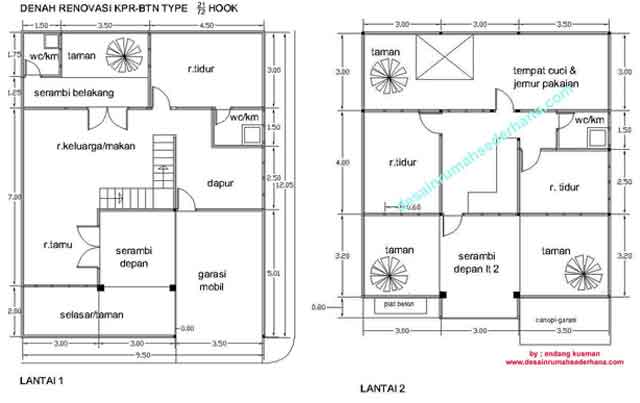 Denah Rumah 2 Lantai Type 21