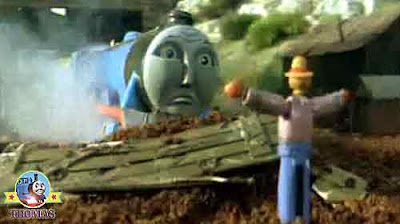 Fastest express Gordon's tumble left him sat in the farmland brown field looking at a scarecrow man