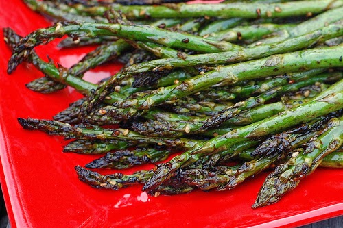 Grilled asparagus in an Asian-inspired marinade by Eve Fox, the Garden of Eating, copyright 2013
