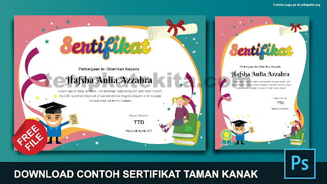 Download Contoh Sertifikat PAUD Pendidikan Anak Usia dini Word Coreldraw photoshop