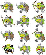 12 Orcs. Suitable as paper miniatures and as icons for virtual tabletop . (orcs)