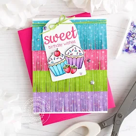 Sunny Studio Stamps: Surprise Party Berry Bliss Sweet Shoppe Sweet Word Die You're Sweet Card by Eloise Blue Birthday Card by Leanne West