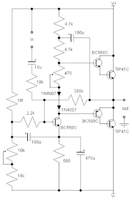 Amplifier Class AB Amplifier Sederhana Skema Rangkaian 