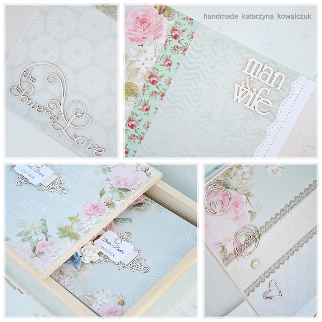 romantyczny album ślubny z drewnianym pudełkiem scrapbooking