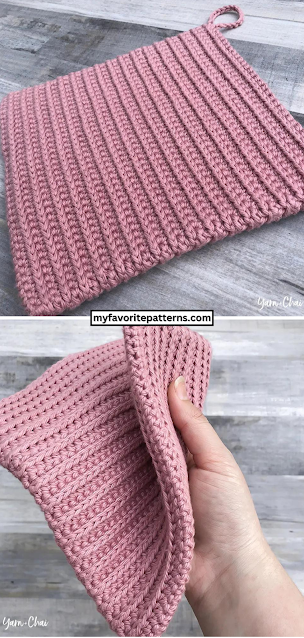 Free Crochet Ribbed Potholder Pattern
