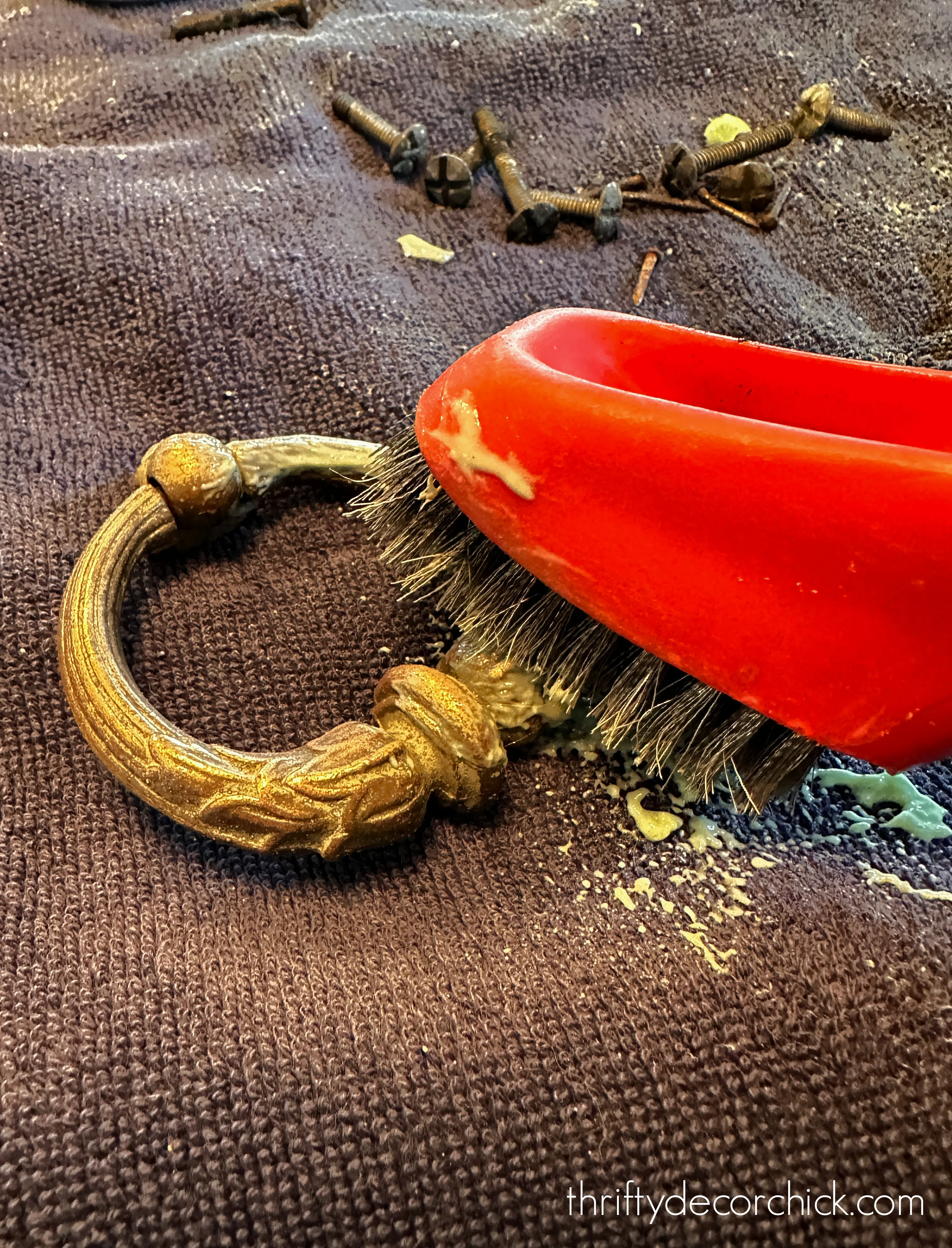 cleaning brass with wire brush