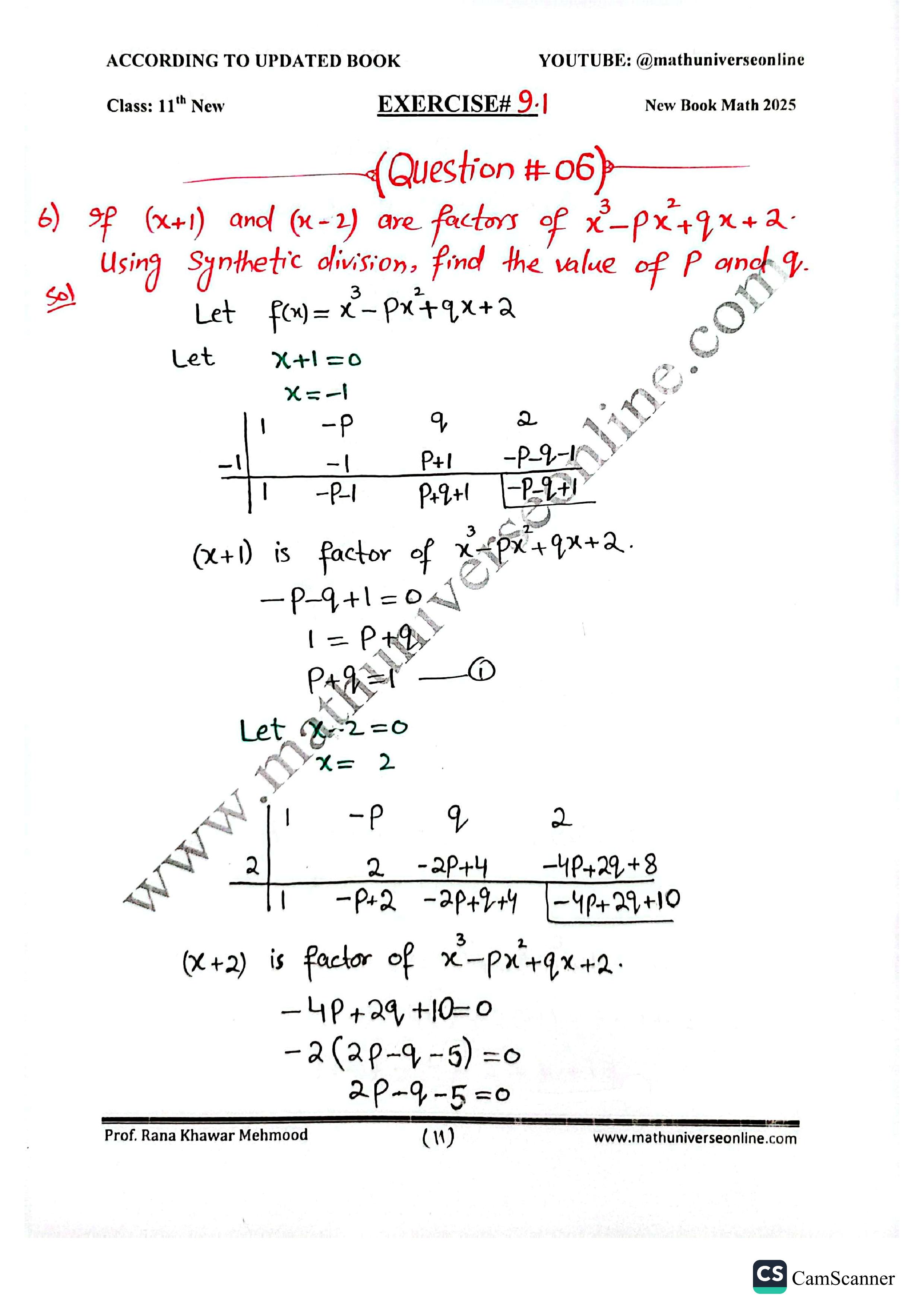 Exercise 9.1 – Polynomials | New First Year Math 2025 | Complete Theory, Division Methods, Theorems