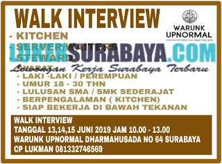 Walk In Interview di Warunk Upnormal Surabaya Terbaru Juni 2019