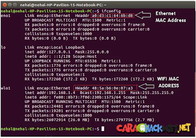 melihat mac address di linux menggunakan terminal