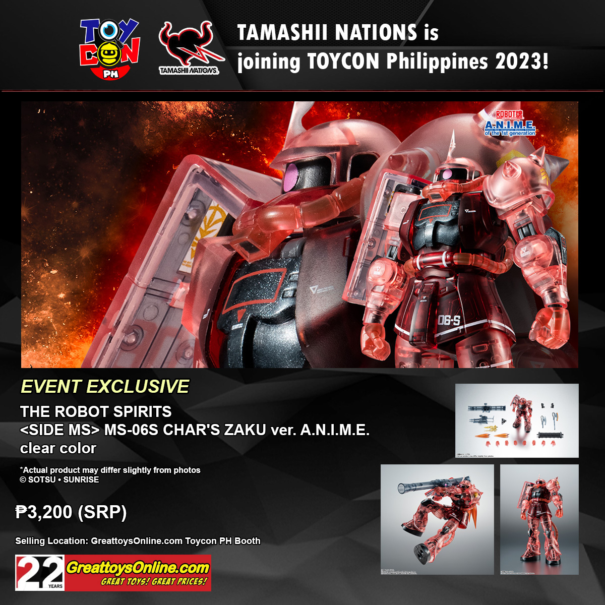 Visit GreattoysOnline.com at TOYCON 2023 for Bandai Event Limited figures and deals