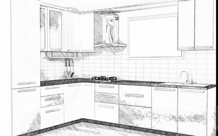 Contoh Sketsa Ruang Tamu Dan Ruang Dapur  Minimalis 