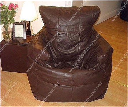 Deep cappuccino leather bean bag chair