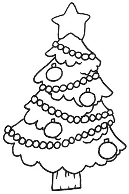 easy Christmas tree coloring pages 4