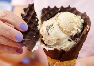 Ben & Jerry's S'more Cone with a scoop of PB & S'more ice cream.